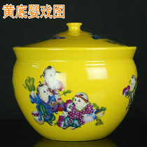 Jingdezhen ceramic 10kg 20kg large rice jar rice barrel pickled vegetables pickled meat jar with lid storage jar
