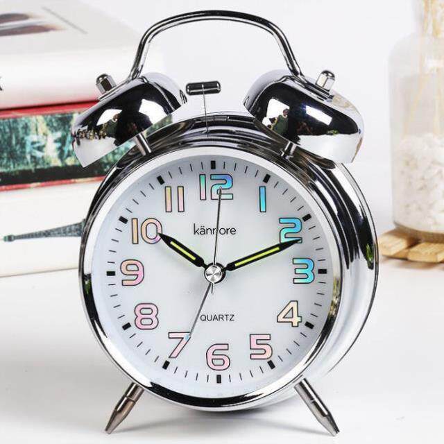 High quality super loud sound small alarm clock Student luminous mute dormitory bed Creative simple metal children's junior high School