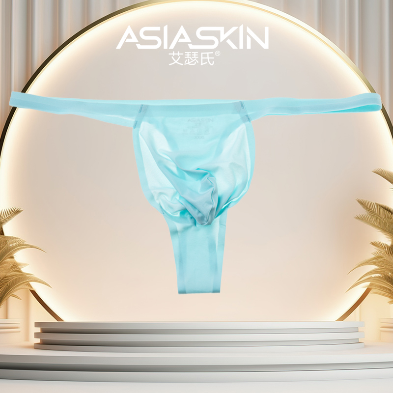 AsiaSkin/Ai Se Shi メンズ アイスシルク シームレス 細ウエスト Tバック セクシー U凸 ローウエスト シングル Tバック 002D