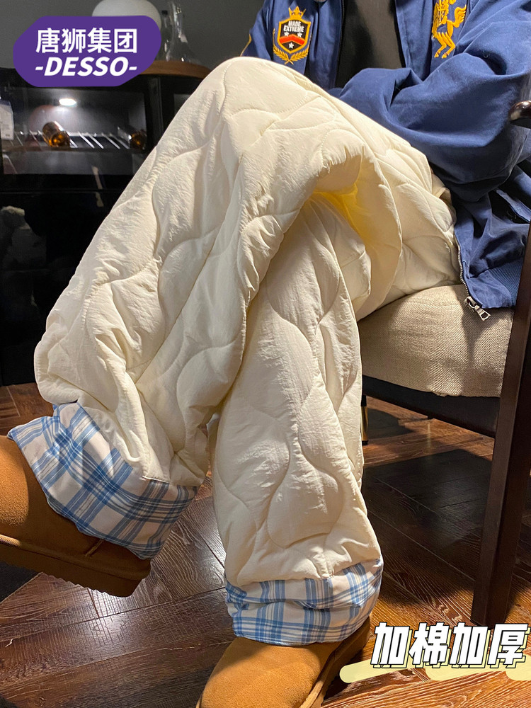 Tangshi Group Desso Warm Padded Casual Pants for Women, New Winter Style, Outdoor Cold-Proof, Fleece-Lined, Thickened Long Pants, Trendy