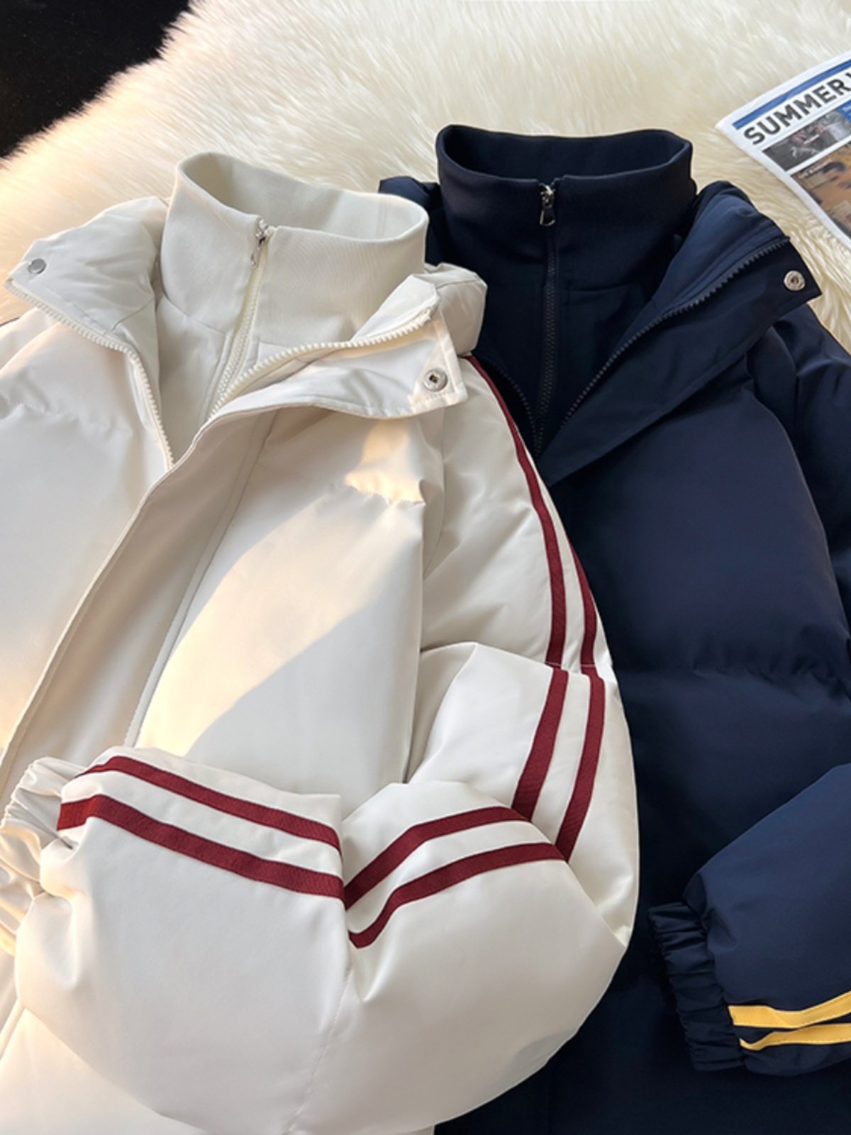 Tangshi Group Desso Fake Two-Piece American-Style Cotton Coat for Women, New Winter Thickened Cotton Jacket, Loose Cotton Padded Jacket, Trendy Brand