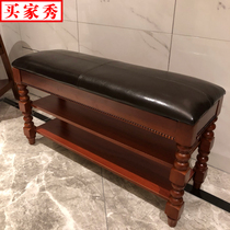 Leather household replacement footstool American solid wood wearing shoe stool shoe stool into the door can sit European storage stool entry shoe frame