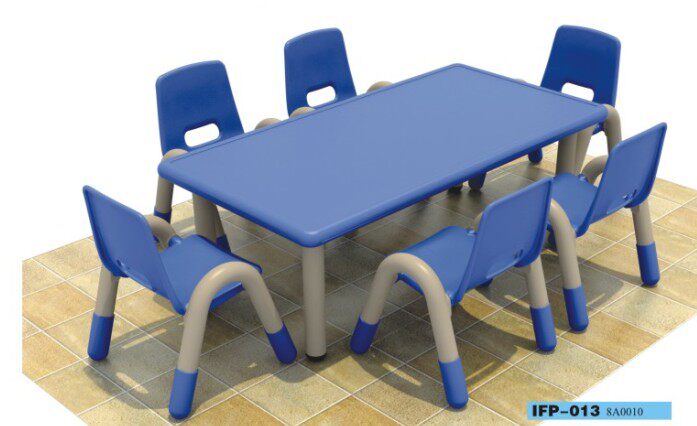 Kite music kindergarten table plastic rectangular table and chairs children's learning game square table plastic luxury six-person table