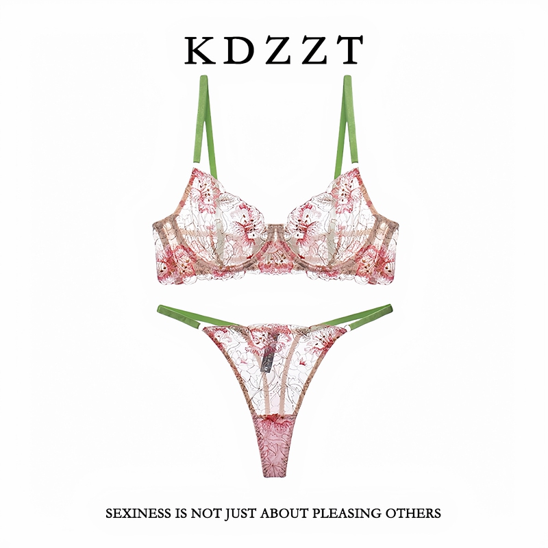Kdzzt French Design New Pure and Sexy Lingerie for Women, Push-Up Floral Embroidered Lace French Bra Set Kdzzt French Design New Pure and Sexy Lingerie for Women, Push-Up Floral Embroidered Lace French Bra Set