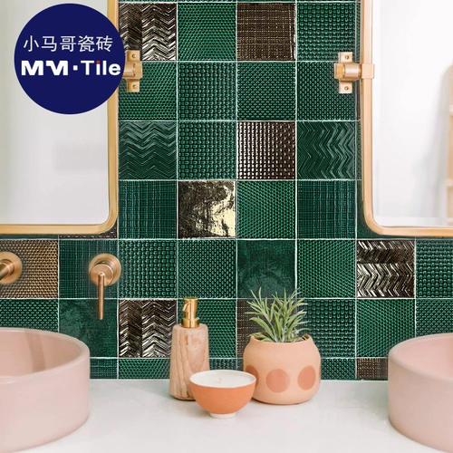 Ретро ручная кирпичная кирпичная темно -зеленая печь трансформатор сетка красный маленький квадратный кирпичный кухня плитка плитка плитка ресторанная мастерская плитка
