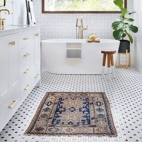 Ретро северная европейская маленькая гексагональная мозаичная плитка Черно -белая световая кухонная настенная стена Тибетская станка гексагональная ванная комната против скольжения