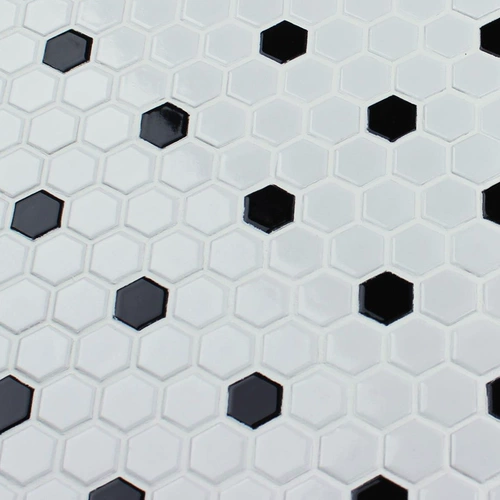 Ретро северная европейская маленькая гексагональная мозаичная плитка Черно -белая световая кухонная настенная стена Тибетская станка гексагональная ванная комната против скольжения