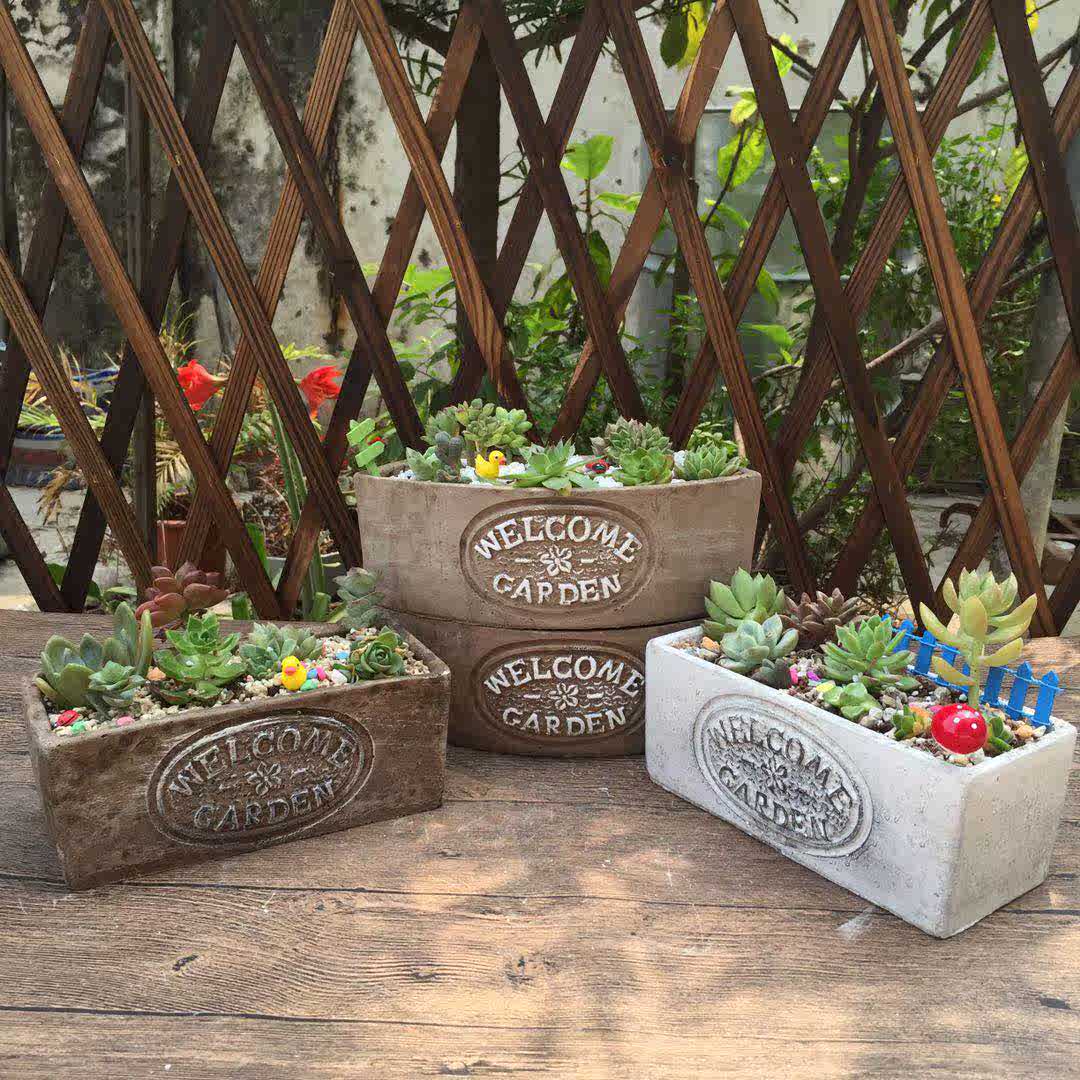 水泥花盆北欧风格多肉植物花盆水泥盆复古做旧绿植盆栽多肉拼盆