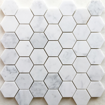 White hexagonal stone mosaic wall stickup natural marble Carrara white hexagonal bathroom pool background wall