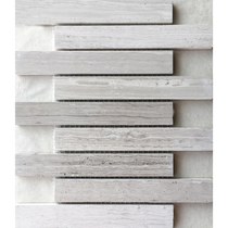 Grey Stone Mosaic Wall Patch Natural Marble Grey White Wood Grain Strip Brick Arched with background wall bar Terrace Bathroom