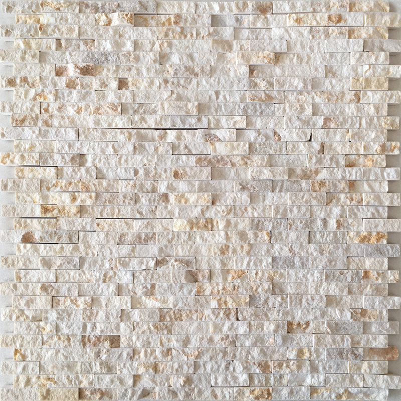 Rice Yellow Mosaic Wall Applique Natural Marble Gold Bi section Background Wall Living room Balcony Make-up Room Tiles