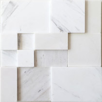 White Marble Mosaic Tiles Natural Stone Jazz White 3d Bathroom Background Wall Living-room Bar toilet