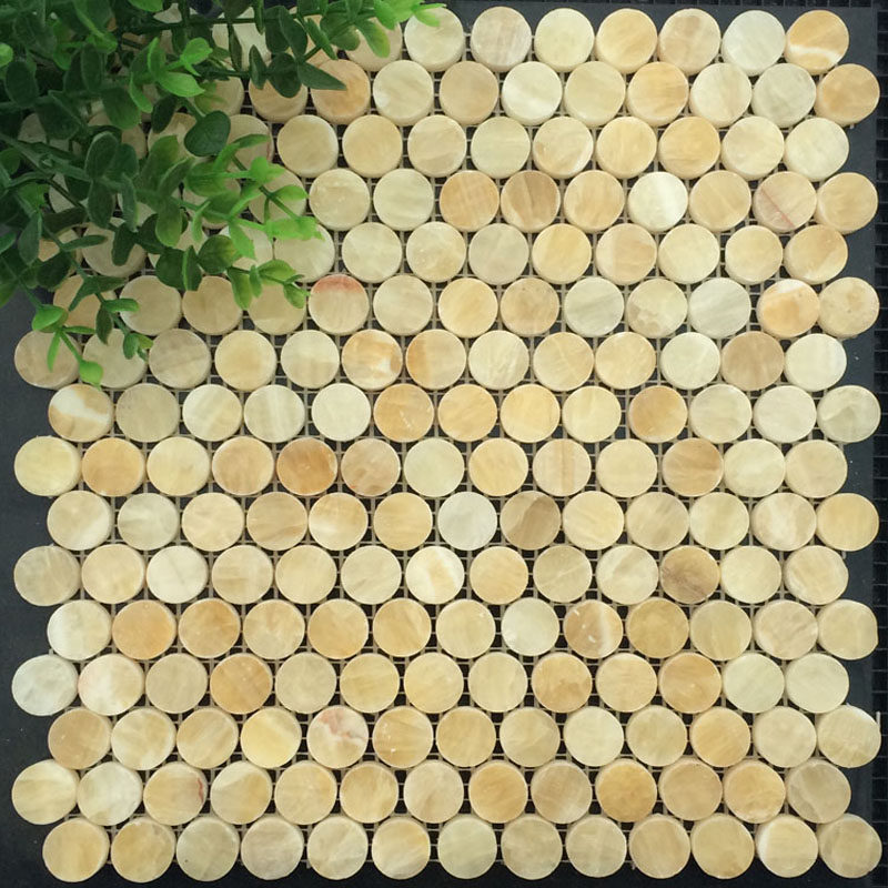 Natural stone mosaic wall stickers rosin jade living room round marble pool bathroom bathroom background wall