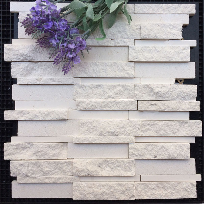 Natural stone mosaic TV background wall sticker marble white sand flat section living room cultural stone balcony bathroom