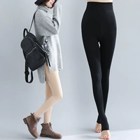 Không xuống nhung quần legging cạp cao nữ giản dị cao co giãn quần ấm kích thước lớn cộng với quần nhung dày mùa thu quần vải nữ