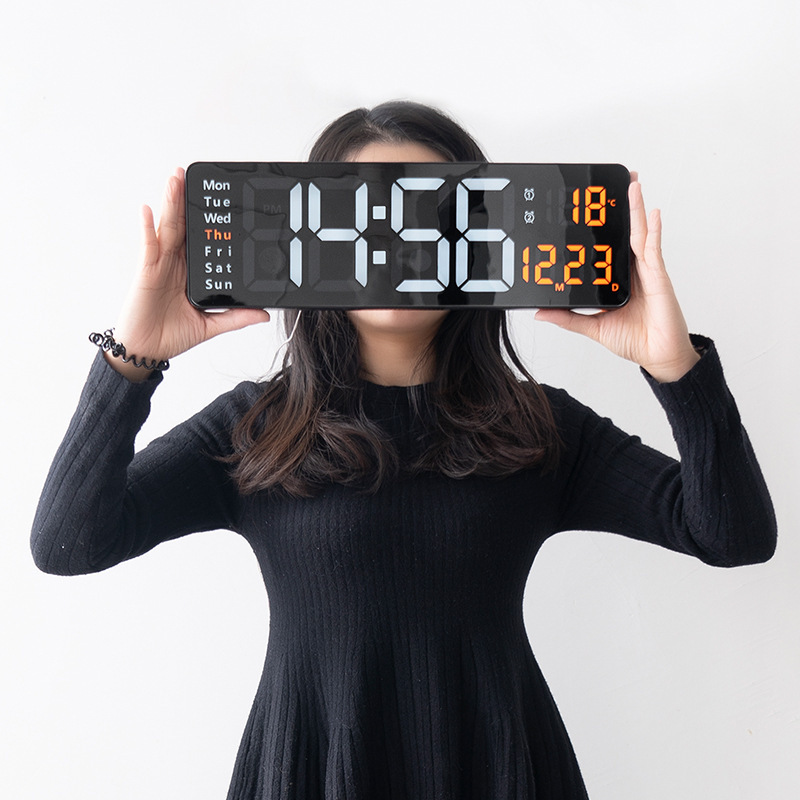 16inch Large-Screen Multi-Function Clock Scandinavian Digital Clock Simple Living Room Led Wall Clock Temperature and Date Display 16inch Large-Screen Multi-Function Clock Scandinavian Digital Clock Simple Living Room Led Wall Clock Temperature and Date Display