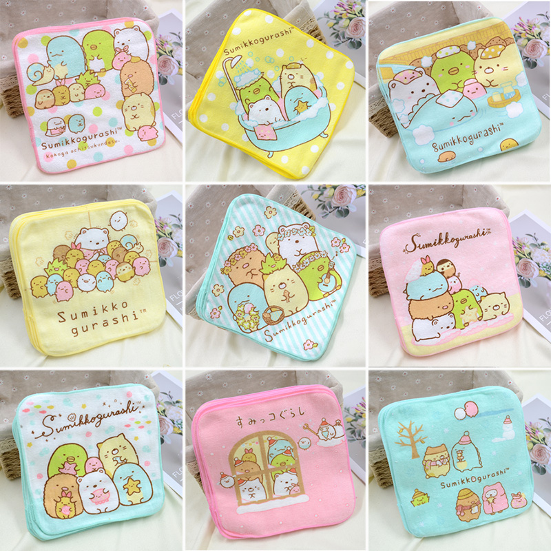 Very soft little square towels pure cotton cartoon corner cute adult children home wash water suction handkerchief