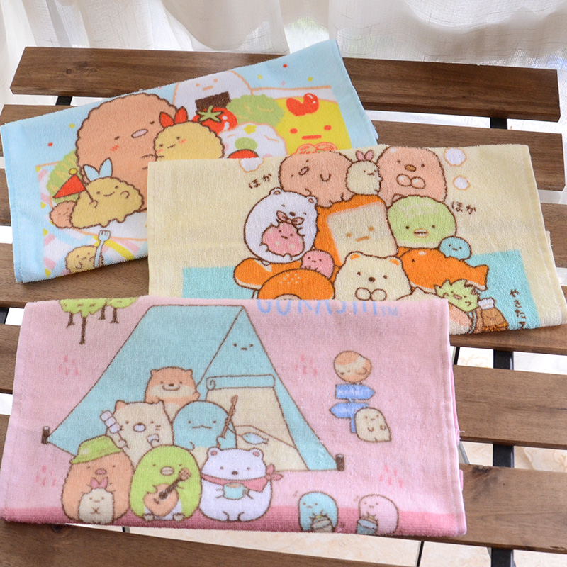 Slightly flawless corner absorbent cartoon cute square towel small towel pure cotton 34 * 35cm wash face rub hand thin