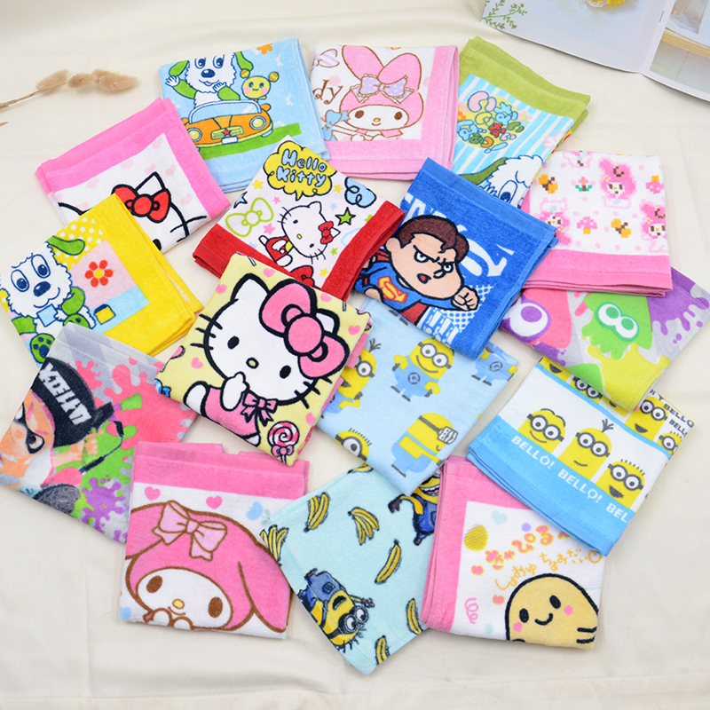Children's cartoon square towel Melody kitty cotton kindergarten small towel handkerchief adult absorbent