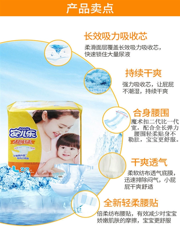 Anerle giá trị tã khô L722 3 gói tã không kéo bỉm you best