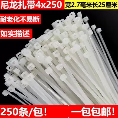 4*250 white nylon cable ties, 250 cable ties, fixed cable ties, white self-locking cable ties per pack