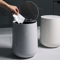 Nordic press trash can with lid household living room bedroom kitchen bathroom creative trash can large paper basket