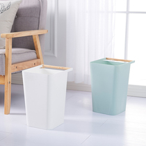 Japanese household trash can plastic creative wooden handle portable tube bedroom office kitchen toilet living room sanitary bucket