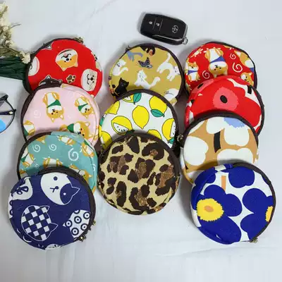 Japanese and Korean personality cute canvas canvas bag printed cartoon bag round bag pocket coin bag mini
