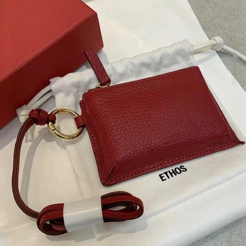 Korean Niche Ethos Card Holder 2025 New Model Leather Exquisite Coin Purse Red Accessory Pendant Neck Bag