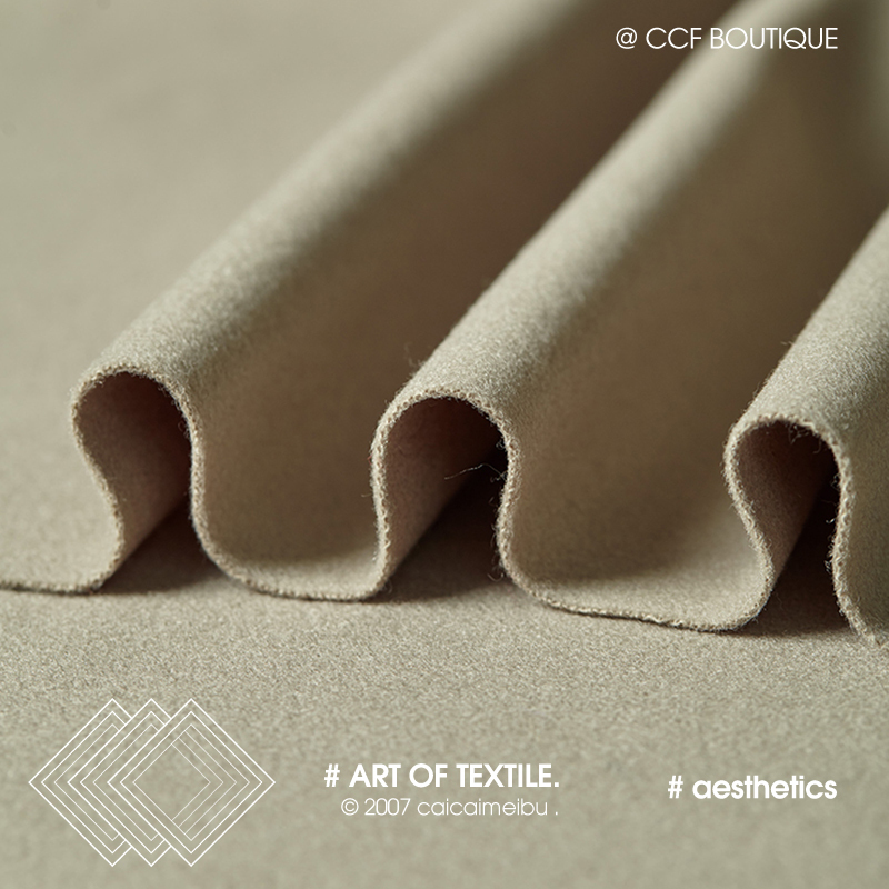 Sage Gray-Green Japanese Kraft Paper Imported Fabric with Gold Stamping, 30% Cashmere + Wool Fabric for Suit Dress