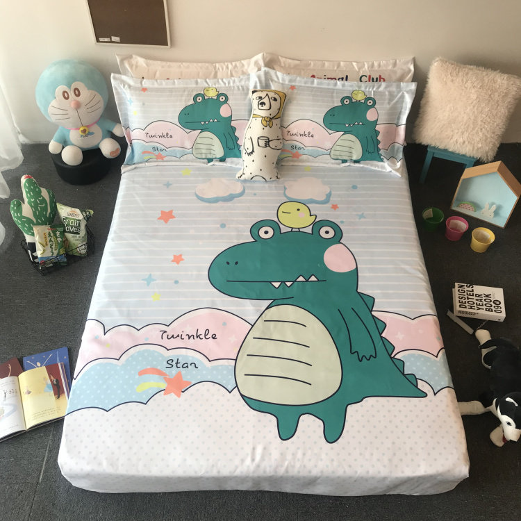 Cartoon Children's Bed with a three - piece soft seat soft chamber summer 1 5m 1 2 m bed machine washing and folding