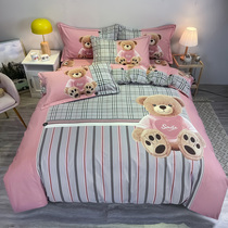 Cartoon children thickened grinding of four sets of full cotton autumn and winter cute girls covered with bedding bedside three sets
