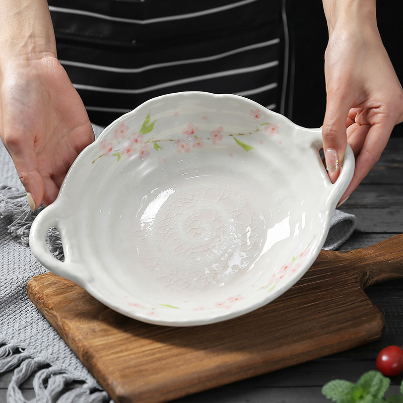 Japan imported Mino-yaki Japanese-style household round hands ceramic plate dinner plate soup plate salad western plate tableware