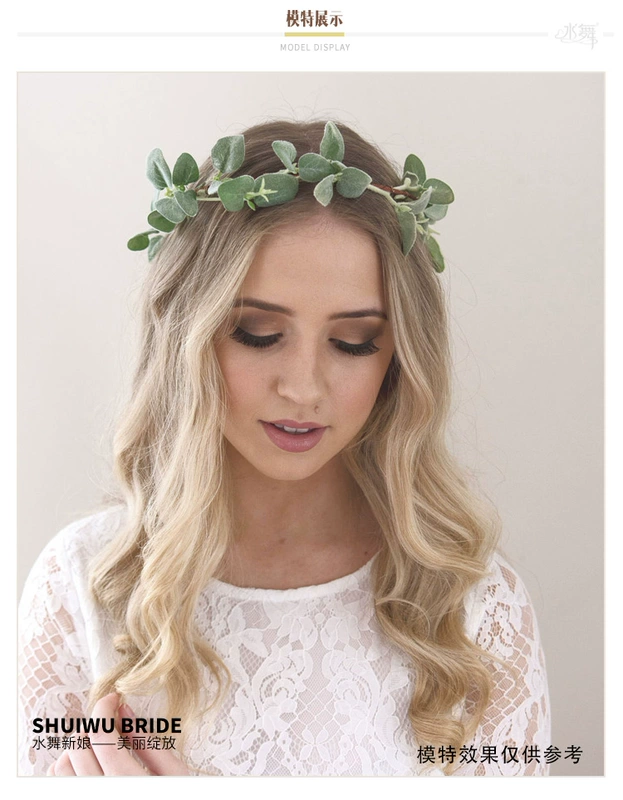 Water Dance Green Flower Vòng hoa Cô dâu headband Cô dâu Cô dâu Hoa Cô gái Mũ nón Du lịch Đơn giản Sen Studio Ảnh Phụ kiện tóc B1700 - Phụ kiện tóc bờm tóc nam