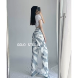 Летние приталенные джинсовые штаны, европейский стиль, свободный прямой крой, в американском стиле