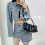 Джинсовая демисезонная ретро куртка для отдыха, короткий джинсовый лонгслив, европейский стиль, оверсайз