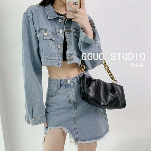 Джинсовая демисезонная ретро куртка для отдыха, короткий джинсовый лонгслив, европейский стиль, оверсайз