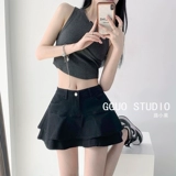 Летняя джинсовая юбка, белая цветная мини-юбка, высокая талия, с акцентом на бедрах