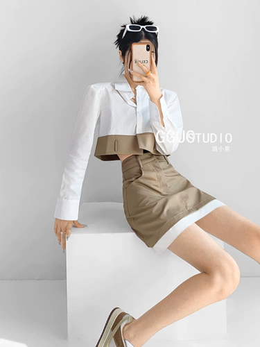 Рубашка, летний комплект, дизайнерская юбка для отдыха, изысканный стиль