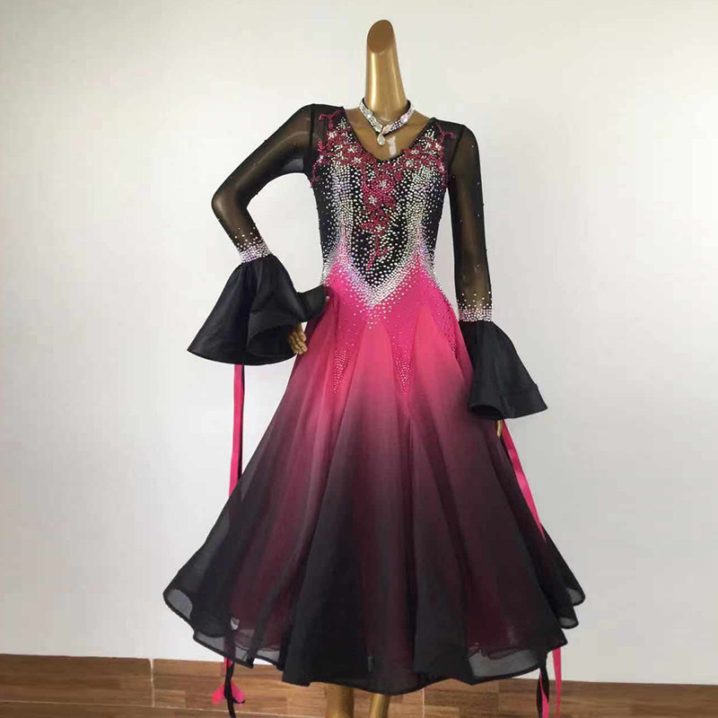 National Standard Dance Dress Waltz Performance Dress Tango Dance Performance Dress Morden Dance Large Pendulum Plus Drill Skirt Social Dance Floor