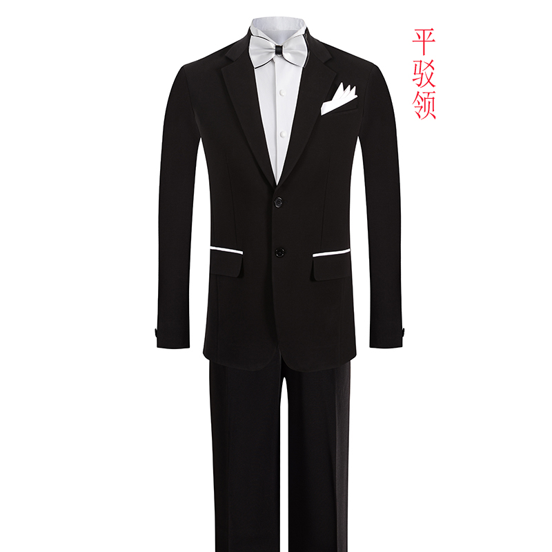 Morden Dance Waltz National Standard Dance Suit Men's Race Suit Performance Suit Import Elastic Single Row Buttoned Flat Refuting Collar Fillet