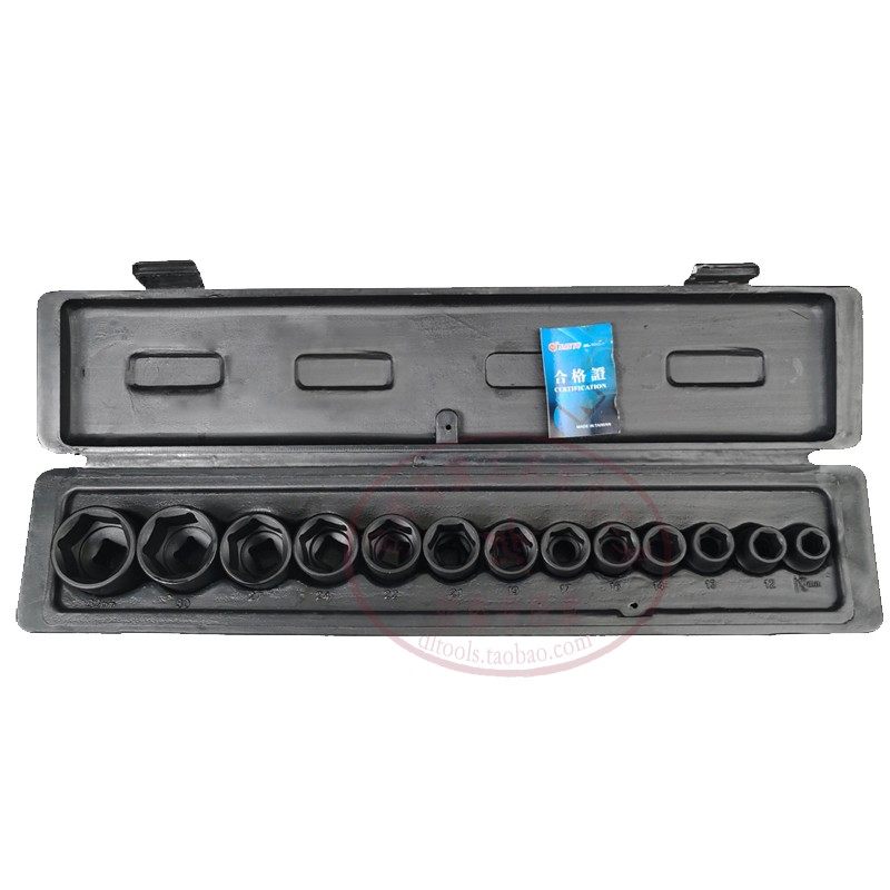 TAIWAN Nanyu 14 pieces black short pneumatic electric socket set 10-32MM pneumatic hex socket set