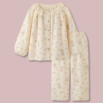 Little Rabbit Dreamland Cute Dolls Collar frais de coton pur coton Cloth Pyjamas Womens Spring And Autumn Family Clothes Big Code Suit