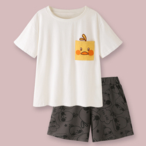 Little milk bear × cookie Japanese simple cotton can be worn outside pajamas female summer student home clothes two-piece set