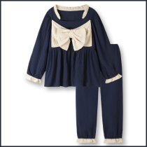 (Castle Princess) Japanese retro bow cotton gauze pajamas women 2021 new spring and autumn home wear