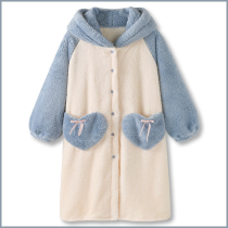 Milk sugar rabbit 2021 new pajamas female winter autumn coral velvet thickened warm robe student home clothes