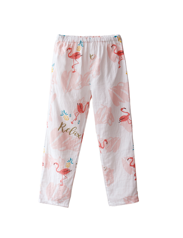 Mang theo bộ lọc giảm tuổi ~ đồ ngủ flamingo phụ nữ rơi ra gạc cotton dài tay có thể mặc bên ngoài bộ công chúa đồ bộ trung niên