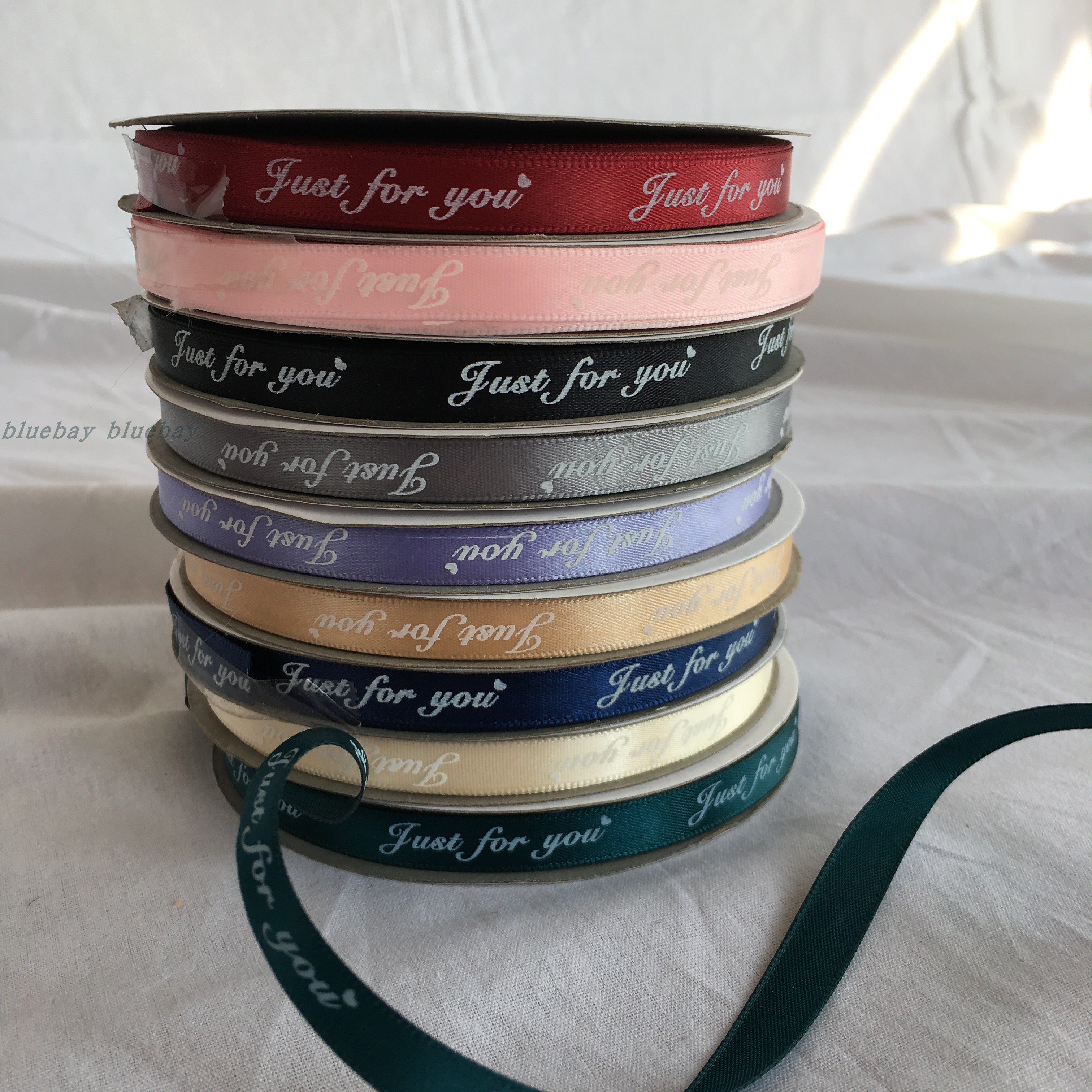 1cm printed English jUST fof you silk with satin ribbon embossed colored ribbon with fresh flower gift wrapping material