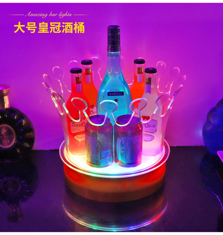 Luminous crown ice bucket foreign wine barrel wine rack LED rechargeable candlestick bar lamp led acrylic ice bucket champagne vat