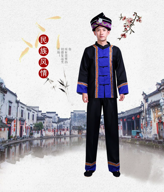 Trang phục khiêu vũ mới Vân Nam Miao nam Quảng Tây biểu diễn quần áo nam giới Quý Châu trang phục biểu diễn thiểu số